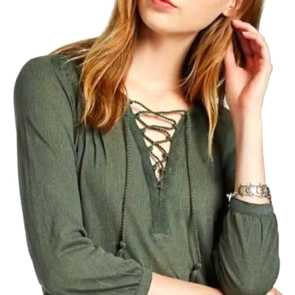 NWOT Lucky Brand lace up blouse